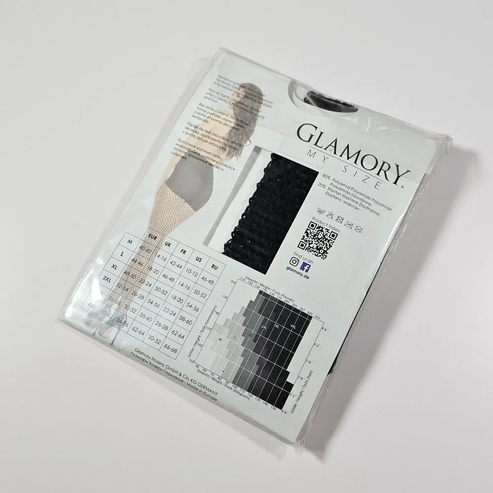 Glamory Hosiery Mesh Black Classic Fishnet Tights Size L US 14-16